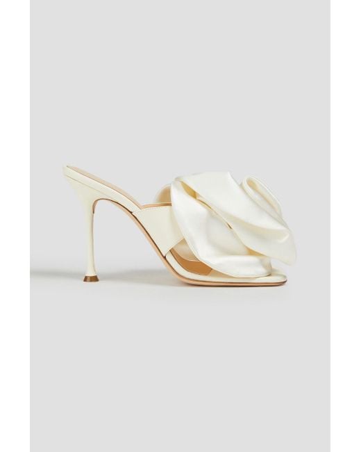 Magda Butrym White Floral-appliquéd Satin Mules