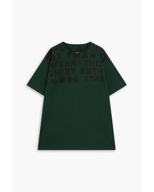 Maison Margiela Green Printed Cotton-jersey T-shirt for men