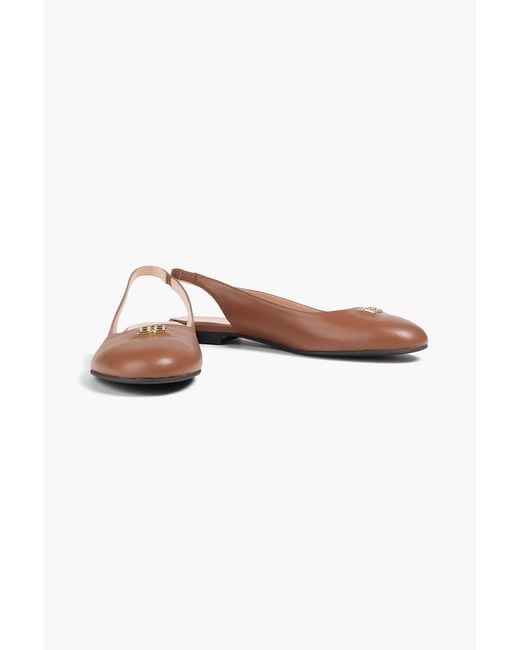 Bally Brown Embellished Leather Slingback Flats