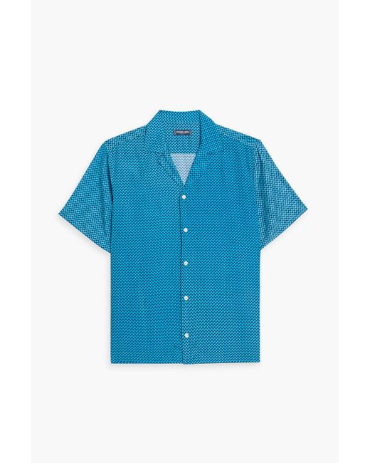 Frescobol Carioca Blue Roberto Printed Lyocell Shirt for men