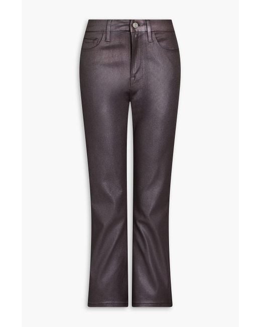 FRAME Purple Le crop mini boot hoch sitzende bootcut-jeans mit beschichtung und metallic-effekt