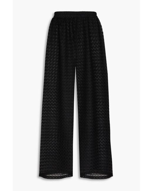 Melissa Odabash Black Sienna gehäkelte hose mit weitem bein