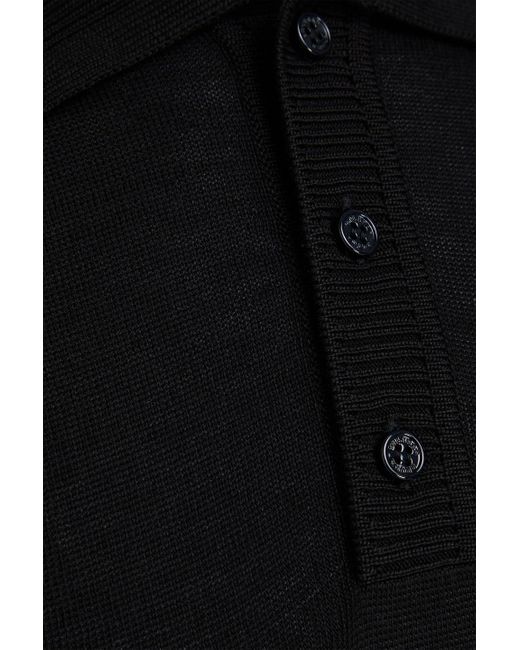 Orlebar Brown Black Zack Silk And Cotton-Blend Polo Shirt for men