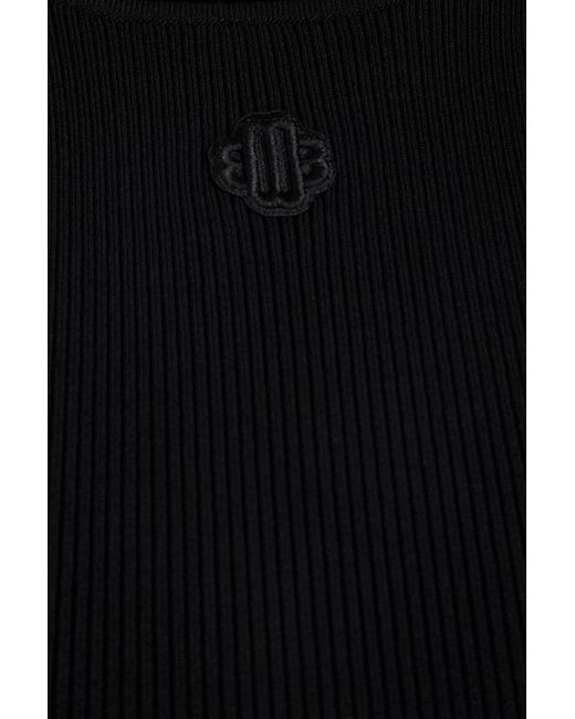 Maje Black Logo-appliquéd Ribbed-knit Top