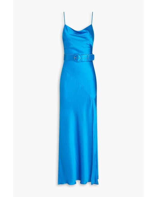 Nicholas Simone Draped Belted Silk-satin Midi Dress in Blue | Lyst ...