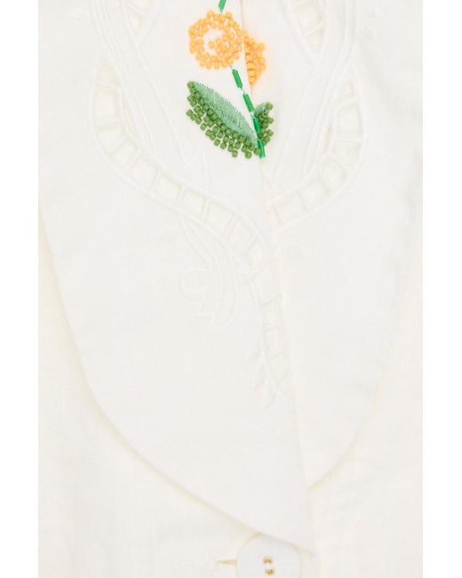 Farm Rio Natural Embellished Linen Blazer