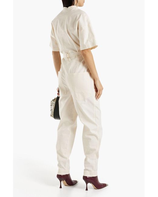 Isabel Marant White Etundra Belted Linen-blend Ripstop Jumpsuit