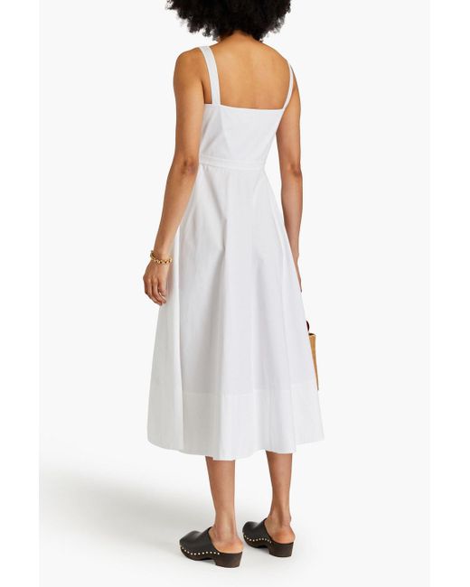 Saloni White Fara Stretch-cotton Sateen Midi Dress