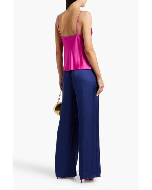 Diane von Furstenberg Blue Gianna Charmeuse Wide-Leg Pants