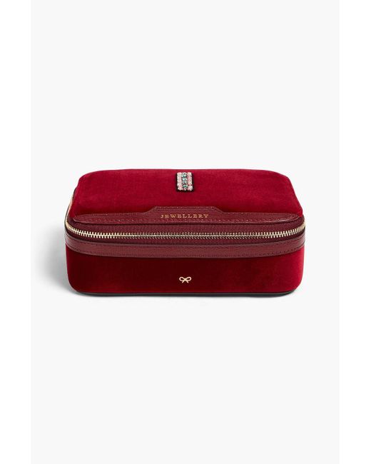 Anya Hindmarch Red Embellished Velvet Jewelry Box