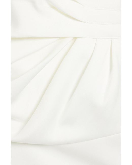 Badgley Mischka White One-shoulder Scuba Midi Dress