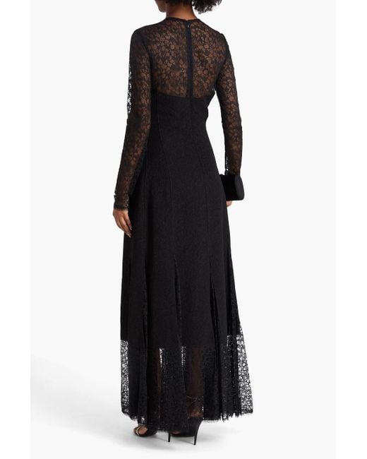 Jonathan Simkhai Black Brinda Corded Lace-Paneled Jacquard Gown