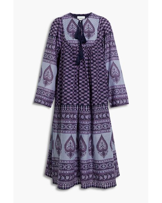 Antik Batik Multicolor Maddy Tasseled Printed Cotton-voile Midi Dress