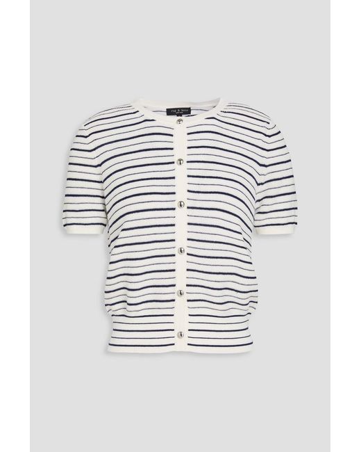 Rag & Bone White Dina Striped Cotton-Blend Cardigan
