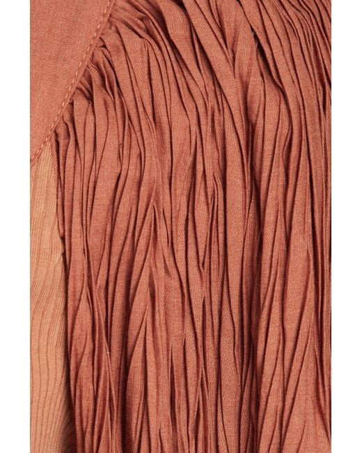 Ulla Johnson White Marika geripptes oberteil aus jersey aus einer stretch-baumwoll-modalmischung und plissiertem webstoff