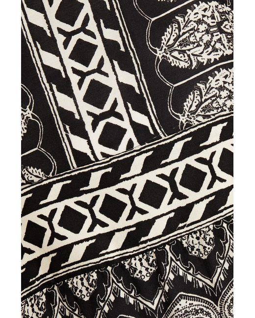 Officine Generale Black Josephine Printed Twill Midi Dress