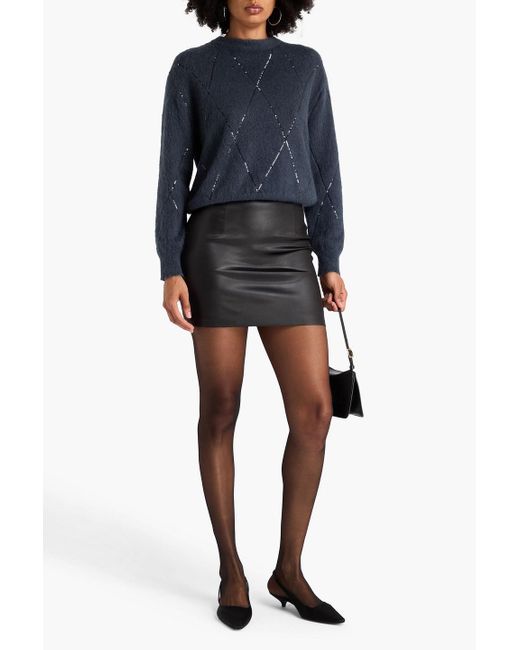 Brunello Cucinelli Blue Sequin-Embellished Knitted Sweater
