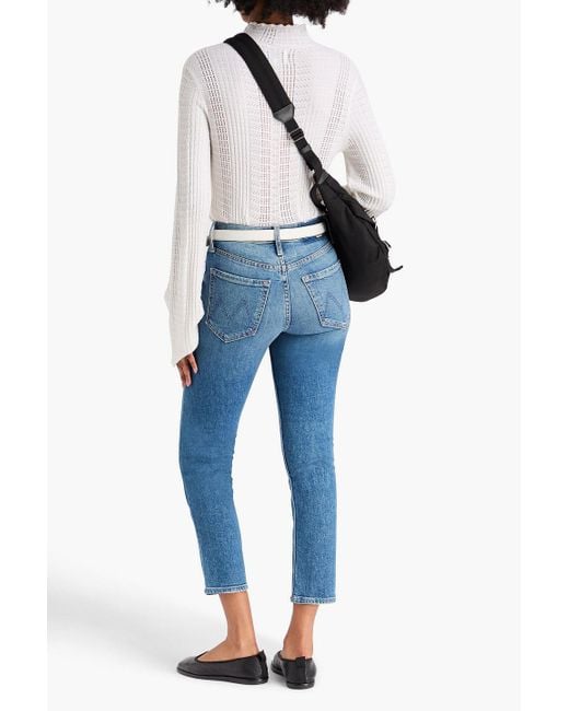 Mother Blue The Tomcat Cropped High-rise Straight-leg Jeans