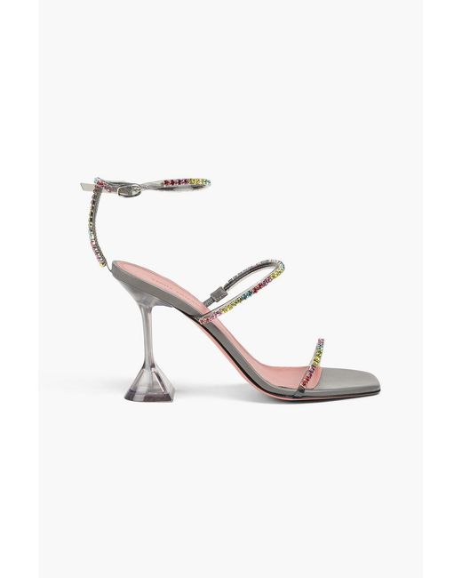 AMINA MUADDI White Gilda Crystal-Embellished Leather And Pvc Sandals