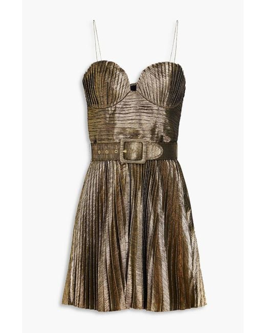 Rebecca Vallance Metallic Josie Pleated Twill Mini Dress
