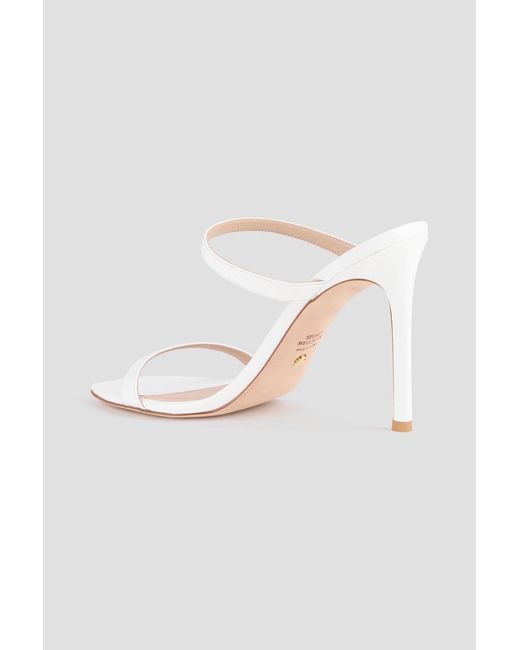 Stuart Weitzman White Aleena 100 Patent-leather Sandals