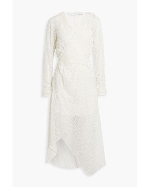 IRO White Lexa midikleid aus devoré-seidenchiffon mit wickeleffekt