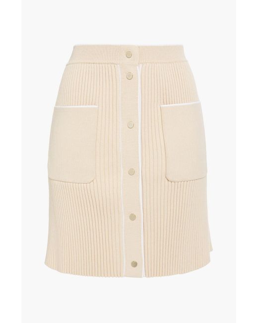 Maje Natural Jarina Ribbed-knit Mini Skirt