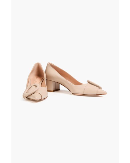 Gianvito Rossi Pink Venezia Buckled Leather Pumps