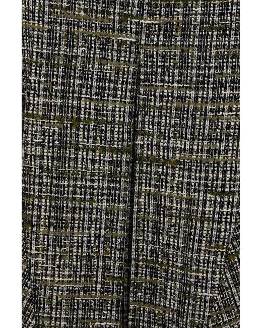 Erdem Gray Pleated Frayed Bouclé-tweed Midi Skirt