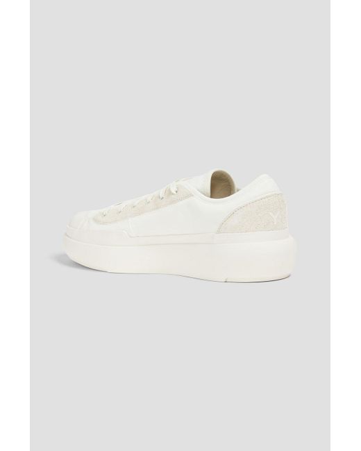 Y-3 White Ajatu Court Low Suede-trimmed Shell Sneakers for men
