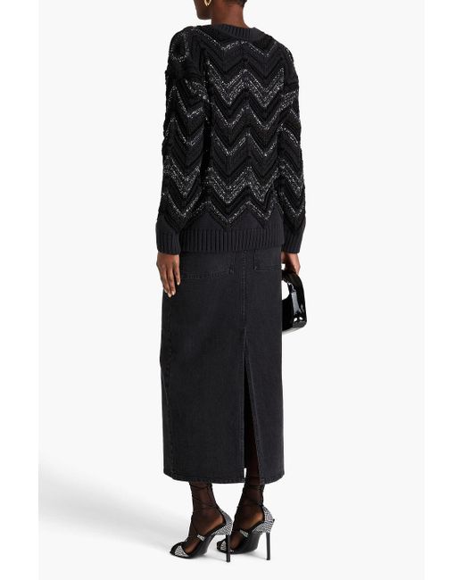 Missoni Black Zig Zag Sequined Oversized Sweater