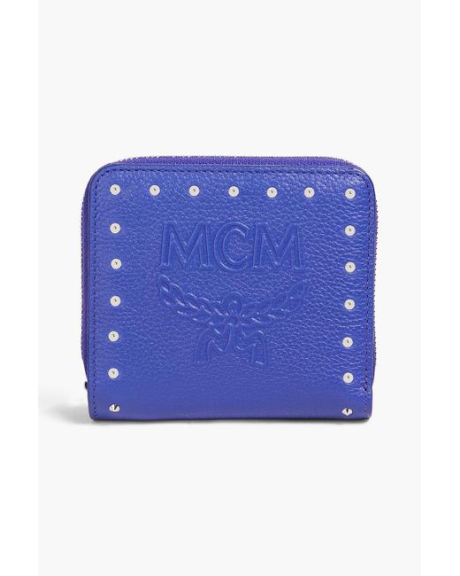 Mcm top blue wallet