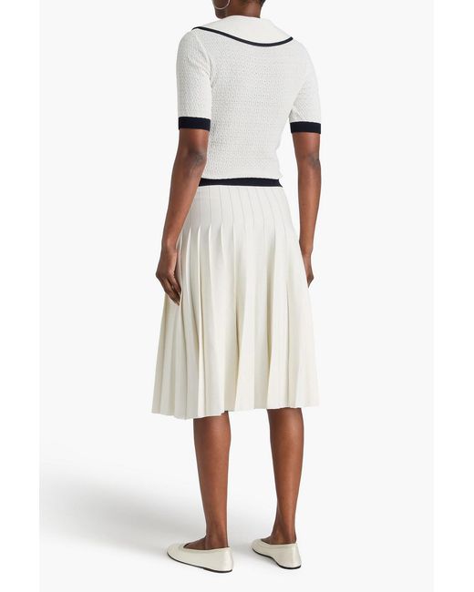 Thom Browne Natural Pleated Crochet-Knit Midi Shirt Dress