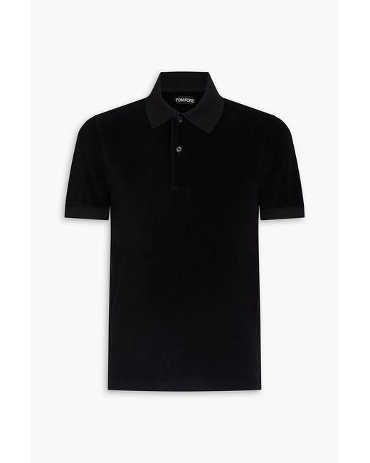Tom Ford Black Cotton-blend Terry Polo Shirt for men