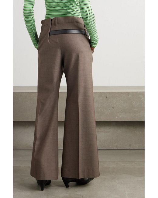 Acne Brown Belted Wool Wide-Leg Pants