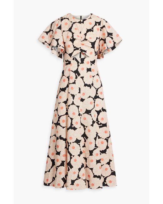 10 Crosby Derek Lam Orange Romilly Floral-print Stretch Cotton-poplin Midi Dress