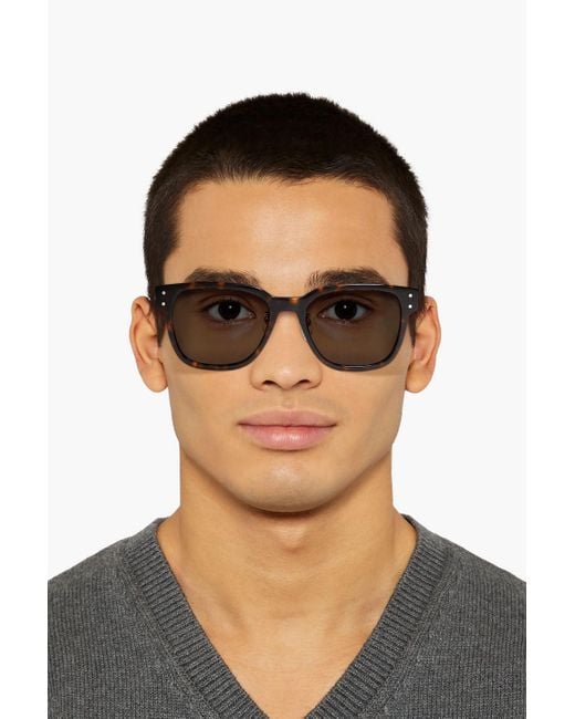 Dunhill Black Tortoiseshell-print Acetate Square-frame Sunglasses for men