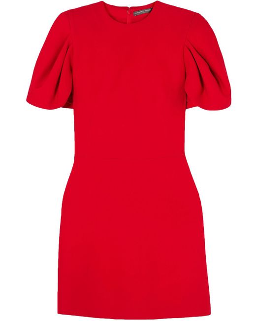 Alexander McQueen Red Cape-effect Wool-blend Crepe Mini Dress