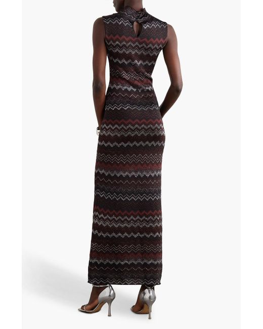 Missoni Black Metallic Crochet-knit Maxi Dress