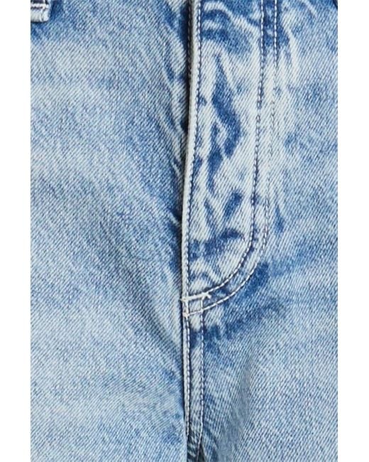 Rag & Bone Blue Malvern Cropped Distressed High-rise Wide-leg Jeans