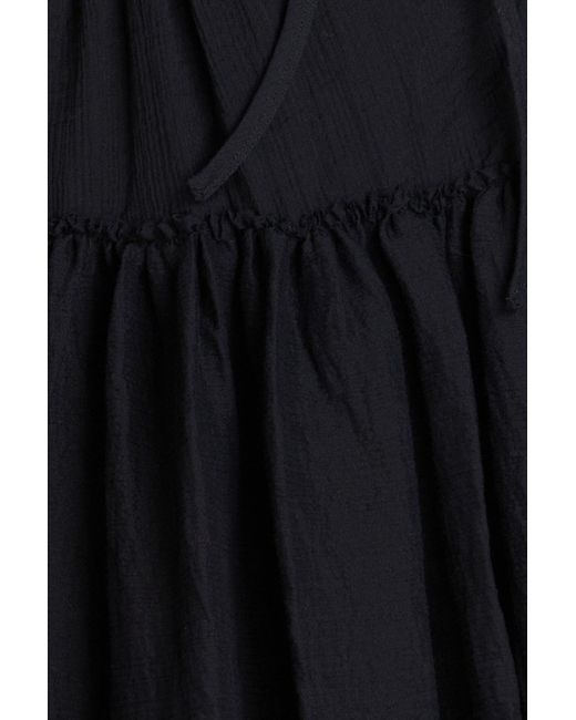 3.1 Phillip Lim Black Ruffled Cotton-blend Crepon Mini Wrap Dress