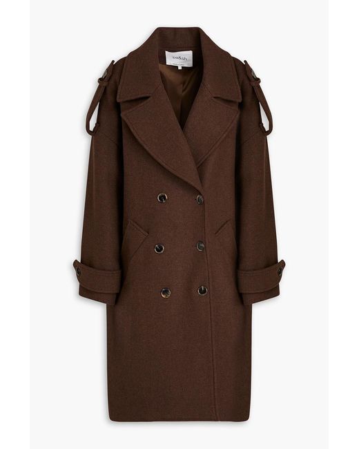 Ba&sh Brown Tonio Oversized Double-breasted Wool-blend Tweed Coat