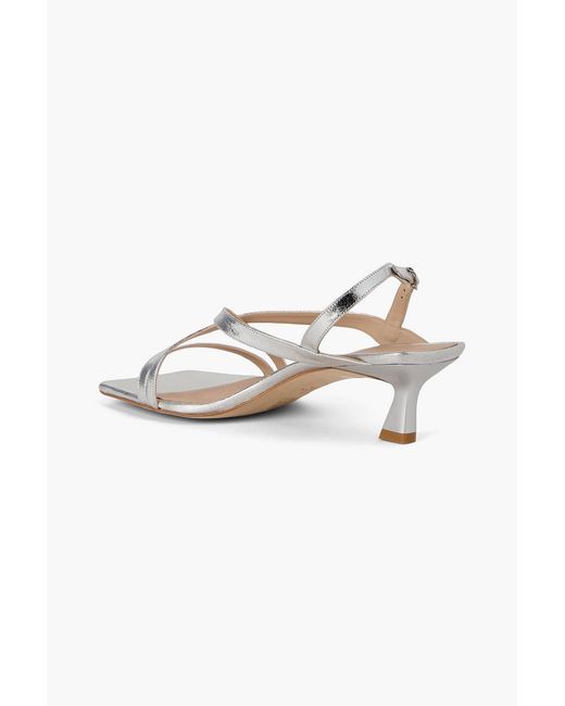 Stuart Weitzman White Oasis 50 Leather Slingback Sandals