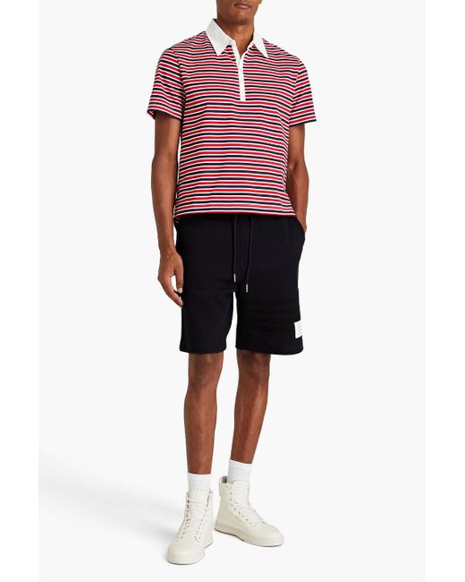 Thom Browne Blue Appliquéd Ribbed French Cotton-terry Drawstring Shorts for men
