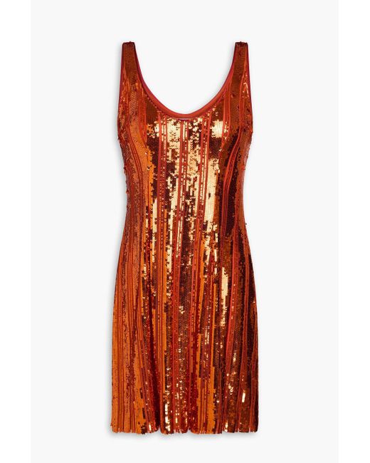 Galvan Orange Valletta Sequined Tulle Mini Dress