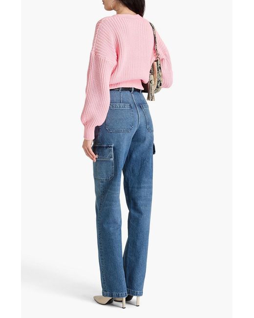 IRO Blue Faded High-rise Cargo Jeans