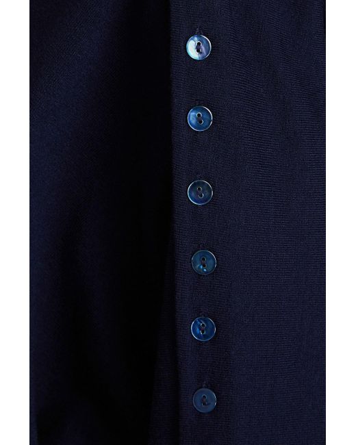 Altuzarra Blue Button-detailed Wool-blend Midi Dress