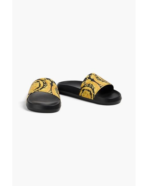 Versace Black Printed Rubber Slides for men