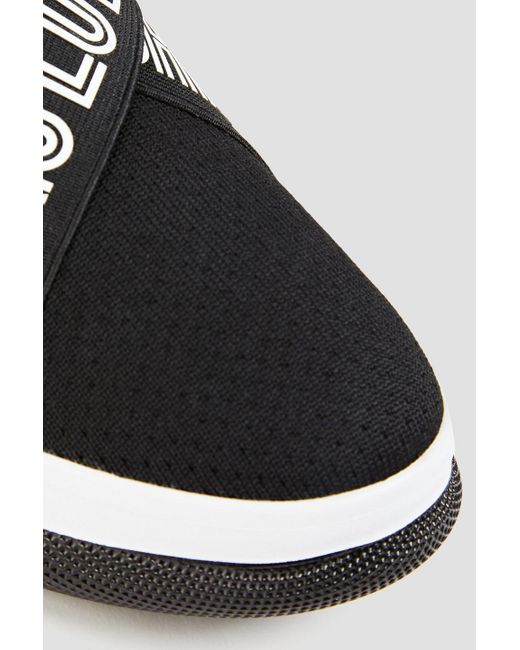 Love Moschino Black High-top-sneakers aus strukturiertem strick mit print