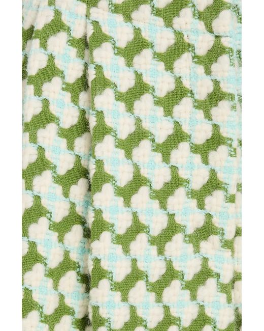 Emilio Pucci Green Wool-Blend Jacquard Wide-Leg Pants